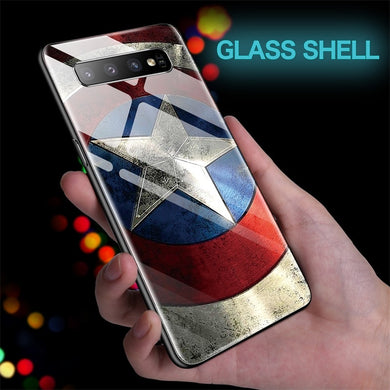 Marvel Captain America Iron Man Glass Phone Case For Samsung Galaxy S8 S9 S10 e 5G Plus Note 9 8 Avengers Batman Cover Funda