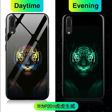 Load image into Gallery viewer, Coque Funda Batman Spiderman Iron Man Tiger Luminous Glass Phone Case For Huawei p20 Pro p10 p20pro p10plus Back Cover Case