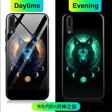Load image into Gallery viewer, Coque Funda Batman Spiderman Iron Man Tiger Luminous Glass Phone Case For Huawei p20 Pro p10 p20pro p10plus Back Cover Case