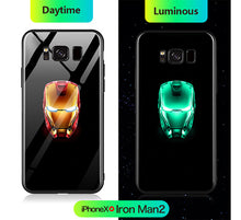Load image into Gallery viewer, Coque Funda Batman Spiderman Iron Man Tiger Luminous Glass Phone Case For Huawei p20 Pro p10 p20pro p10plus Back Cover Case