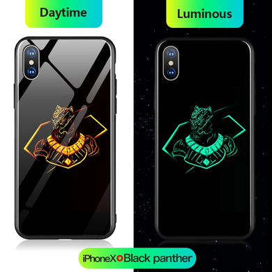 Marvel Iron Man Batman Spiderman Thanos Luminous Glass Phone Case For iPhone XSmax XR XS X 8 7 6 6s Plus Avengers Cover Coque