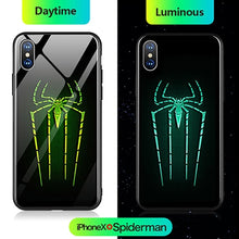 Load image into Gallery viewer, Marvel Iron Man Batman Spiderman Thanos Luminous Glass Phone Case For iPhone XSmax XR XS X 8 7 6 6s Plus Avengers Cover Coque