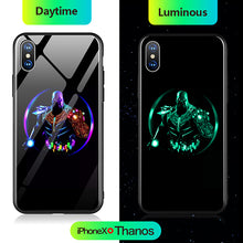 Load image into Gallery viewer, Marvel Iron Man Batman Spiderman Thanos Luminous Glass Phone Case For iPhone XSmax XR XS X 8 7 6 6s Plus Avengers Cover Coque