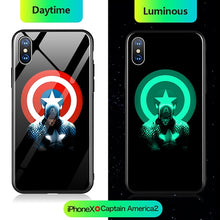 Load image into Gallery viewer, Marvel Iron Man Batman Spiderman Thanos Luminous Glass Phone Case For iPhone XSmax XR XS X 8 7 6 6s Plus Avengers Cover Coque