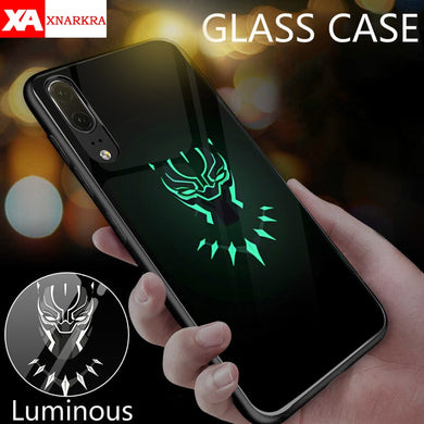 Marvel Venom  Luminous Glass Case For Huawei P20 P 20 Pro Lite Black Panther iron Man Phone Cover Coque