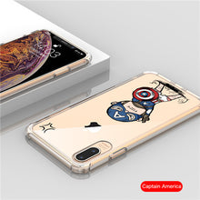 Load image into Gallery viewer, Marvel Cartoon Patterned Phone Case Iron Man Soft TPU Transparent Anti-knock Phone Back Cover Case For iPhone X XR XS Max Coque
