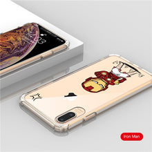 Load image into Gallery viewer, Marvel Cartoon Patterned Phone Case Iron Man Soft TPU Transparent Anti-knock Phone Back Cover Case For iPhone X XR XS Max Coque