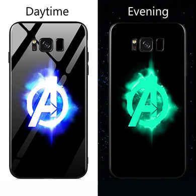 Marvel Captain America Luminous Glass Phone Case For Samsung Galaxy Note 8 9 s8 s9 s10 Plus Avengers Back Cover Fundas Coque