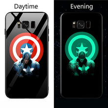 Load image into Gallery viewer, Marvel Captain America Luminous Glass Phone Case For Samsung Galaxy Note 8 9 s8 s9 s10 Plus Avengers Back Cover Fundas Coque