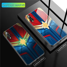 Load image into Gallery viewer, Luminous Tempered Glass Case Captain America Marvel Batman Iron Man Back Cover For Huawei P10 Plus P20 Pro P30 Pro Avengers Case