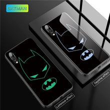 Load image into Gallery viewer, Luminous Tempered Glass Case Captain America Marvel Batman Iron Man Back Cover For Huawei P10 Plus P20 Pro P30 Pro Avengers Case