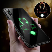 Load image into Gallery viewer, Marvel Luxury Luminous Tempered Glass Phone Case Iron Man Silicone Back Cover For Huawei P10 Plus P20 Pro P30 Pro Avengers Case