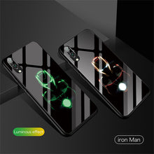 Load image into Gallery viewer, Marvel Luxury Luminous Tempered Glass Phone Case Iron Man Silicone Back Cover For Huawei P10 Plus P20 Pro P30 Pro Avengers Case