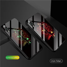 Load image into Gallery viewer, Marvel Luxury Luminous Tempered Glass Phone Case Iron Man Silicone Back Cover For Huawei P10 Plus P20 Pro P30 Pro Avengers Case
