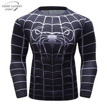 Load image into Gallery viewer, Black Men's T-shirt New Miracle Spider-Man 3D Print Compression Tights MMA Men's Fitness Bodybuilding