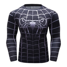 Load image into Gallery viewer, Black Men's T-shirt New Miracle Spider-Man 3D Print Compression Tights MMA Men's Fitness Bodybuilding