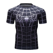 Load image into Gallery viewer, Black Men's T-shirt New Miracle Spider-Man 3D Print Compression Tights MMA Men's Fitness Bodybuilding