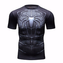 Load image into Gallery viewer, Black Men's T-shirt New Miracle Spider-Man 3D Print Compression Tights MMA Men's Fitness Bodybuilding