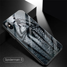 Load image into Gallery viewer, Marvel Spiderman Tempered Glass Phone Case For iPhone XSmax XR XS X 8 7 6s 6 Plus Luxury Avengers Protection Cover Coque Funda